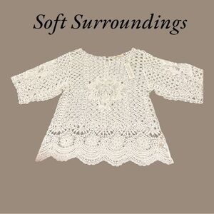 NWT Soft Surroundings Alma Top Crochet White